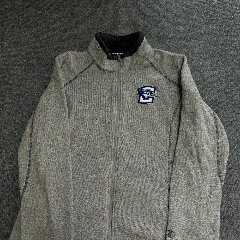 Champion Jacket Womens XL Gray Creighton Bluejays Full Zip Fleece Sherpa Lined